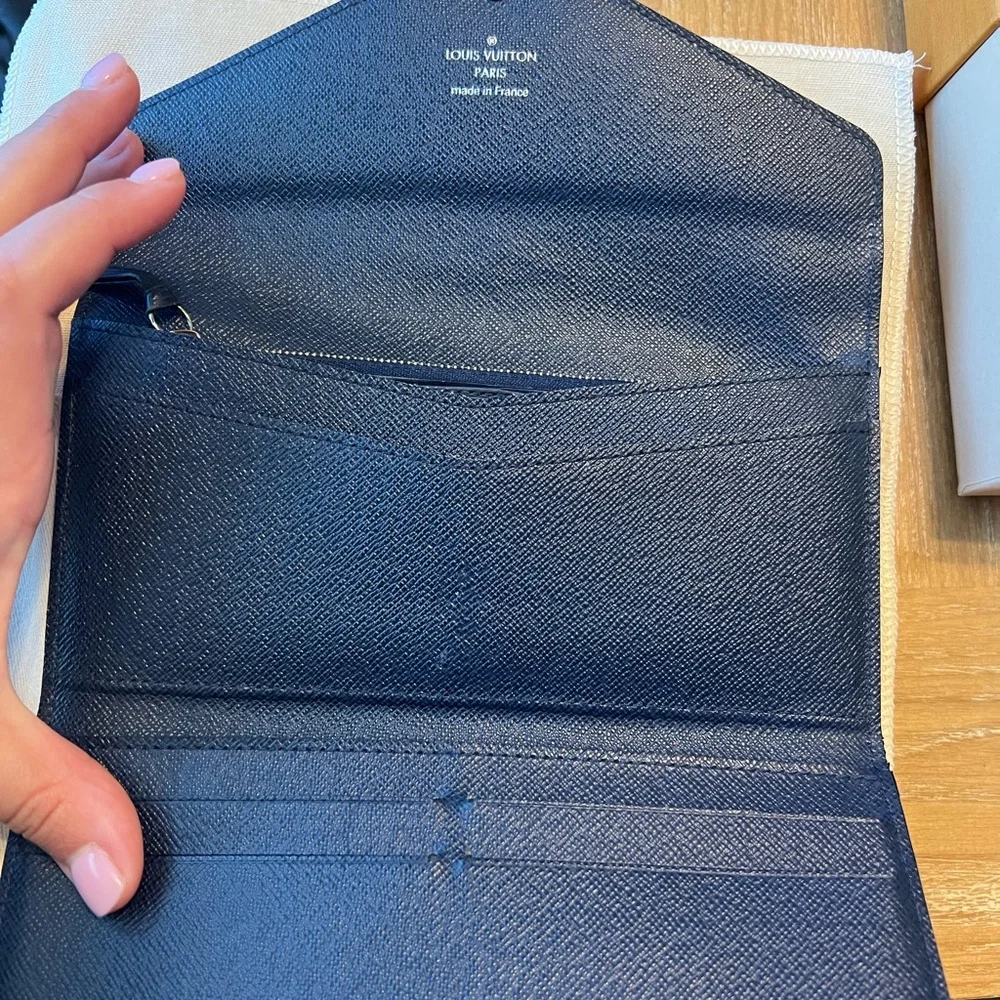 Louis Vuitton Navy Epi Leather Envelope Wallet with Zip Pouch